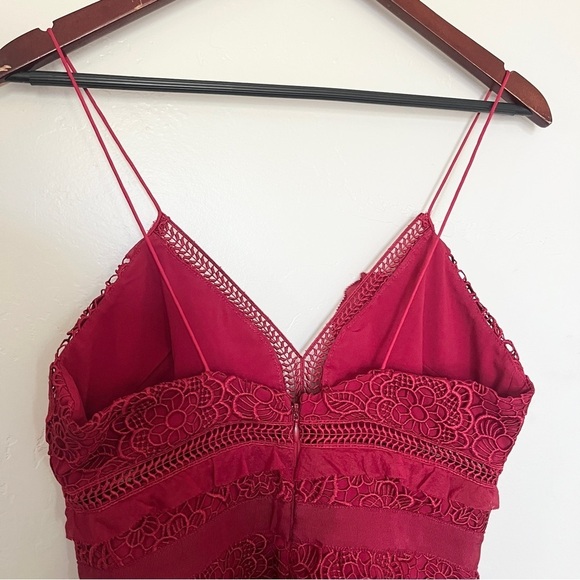 Self Portrait Sleeveless Floral-Lace Cutout Guipure Midi Dress Raspberry - Picture 7 of 12